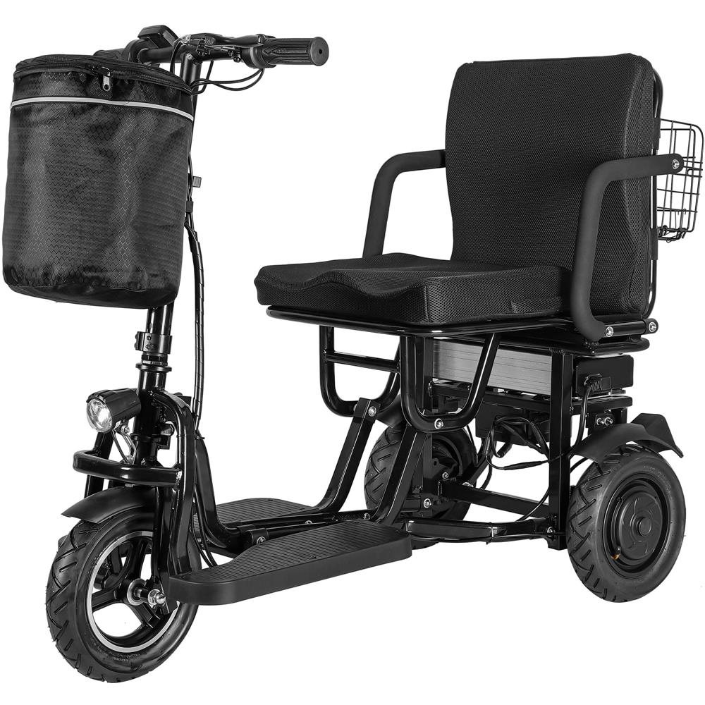 MotoTec Folding Mobility Electric Trike 48v 700w Dual Motor Lithium Black MT-FOLD-TRK-700
